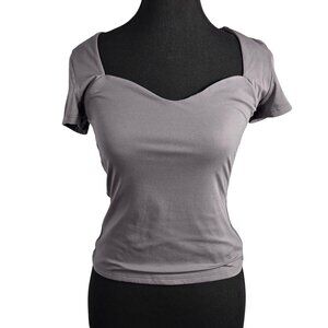 NWT | Qinsen Sweetheart Neck Top | Sculpting Fit & Comfort | Slate Gray | Large
